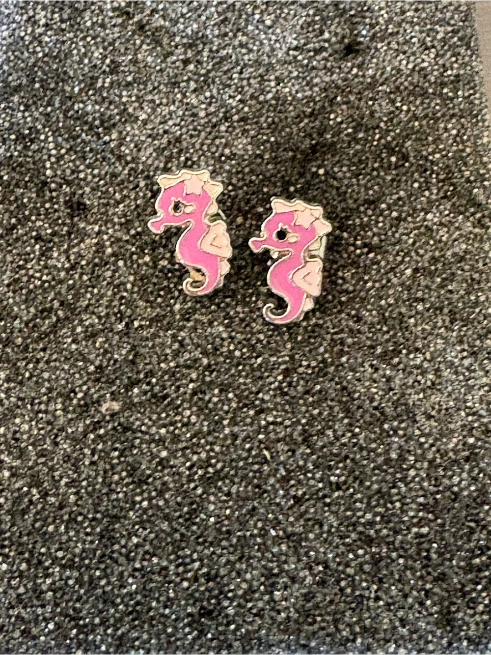 Pink Seahorse Stud Earrings